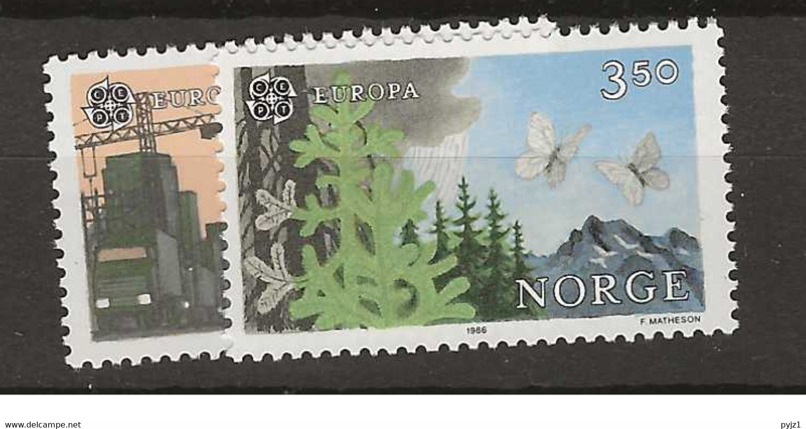 1986 MNH Norway, Mi 946-47 Postfris** - Nuovi
