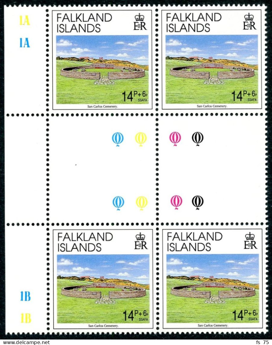 FALKLAND - YVERT 576 A 579 EN BLOC DE 4 INTERPANNEAU - SANS CHARNIERE - Falklandinseln