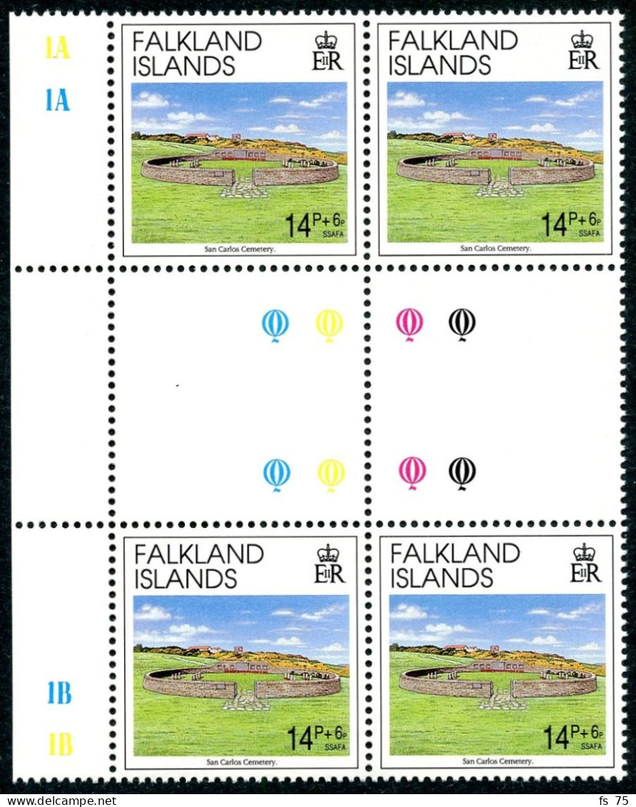 FALKLAND - YVERT 576 A 579 EN BLOC DE 4 INTERPANNEAU - SANS CHARNIERE - Islas Malvinas