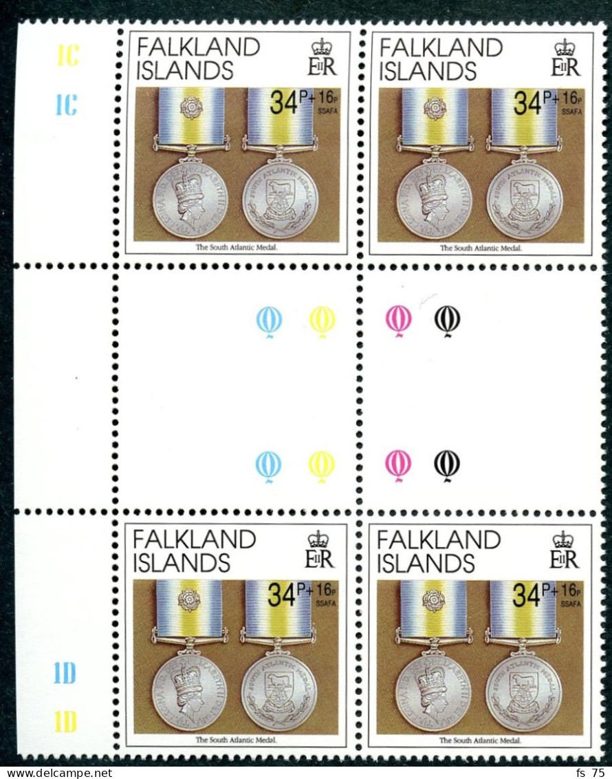 FALKLAND - YVERT 576 A 579 EN BLOC DE 4 INTERPANNEAU - SANS CHARNIERE - Islas Malvinas