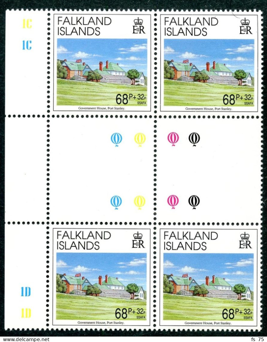 FALKLAND - YVERT 576 A 579 EN BLOC DE 4 INTERPANNEAU - SANS CHARNIERE - Islas Malvinas