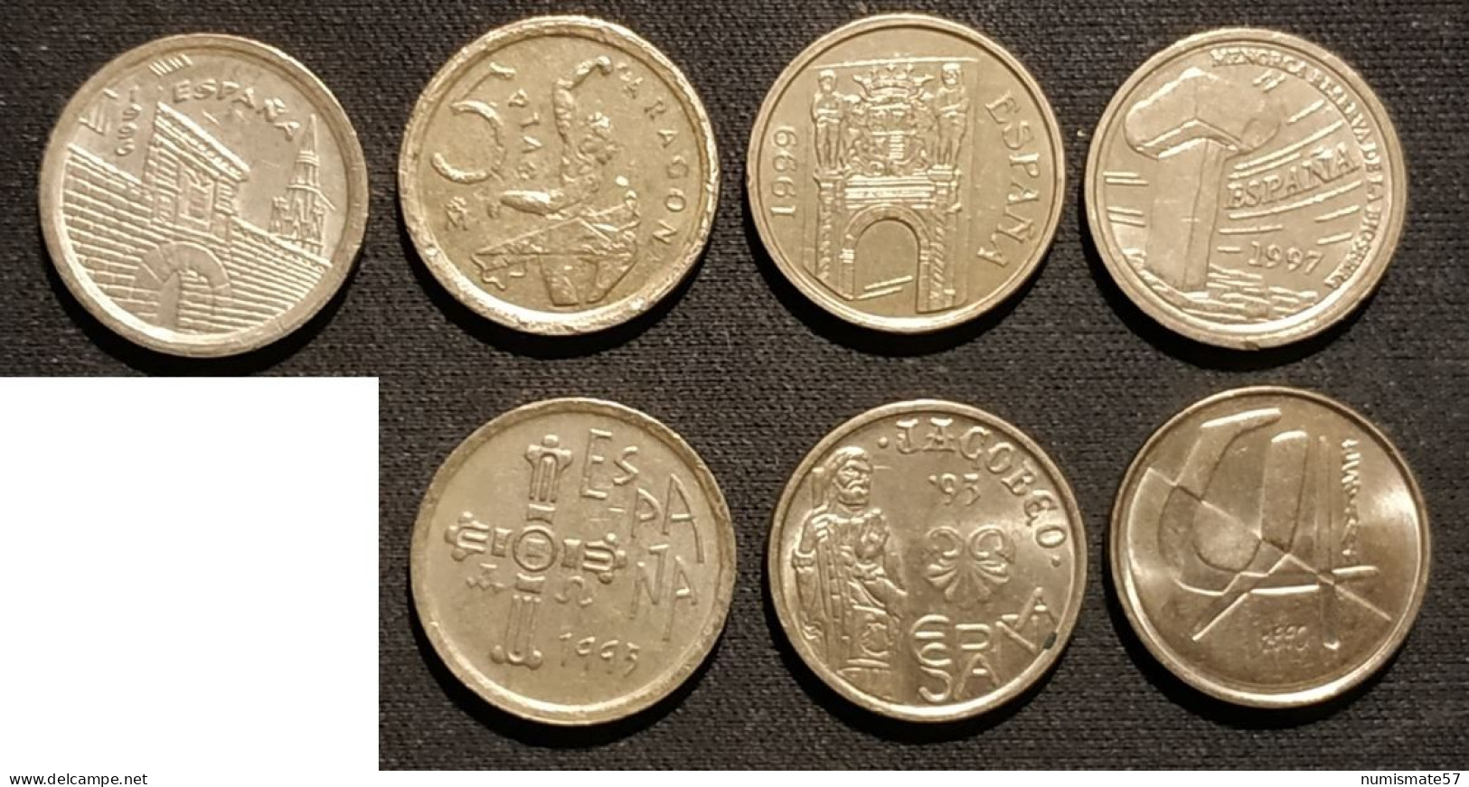 ESPAGNE - ESPANA - SPAIN - LOT DE 7 PIECES DIFFERENTES 5 PESETAS - 1990 - 1993 - 1994 - 1995 - 1996 - 1997 - 1999 - 5 Pesetas