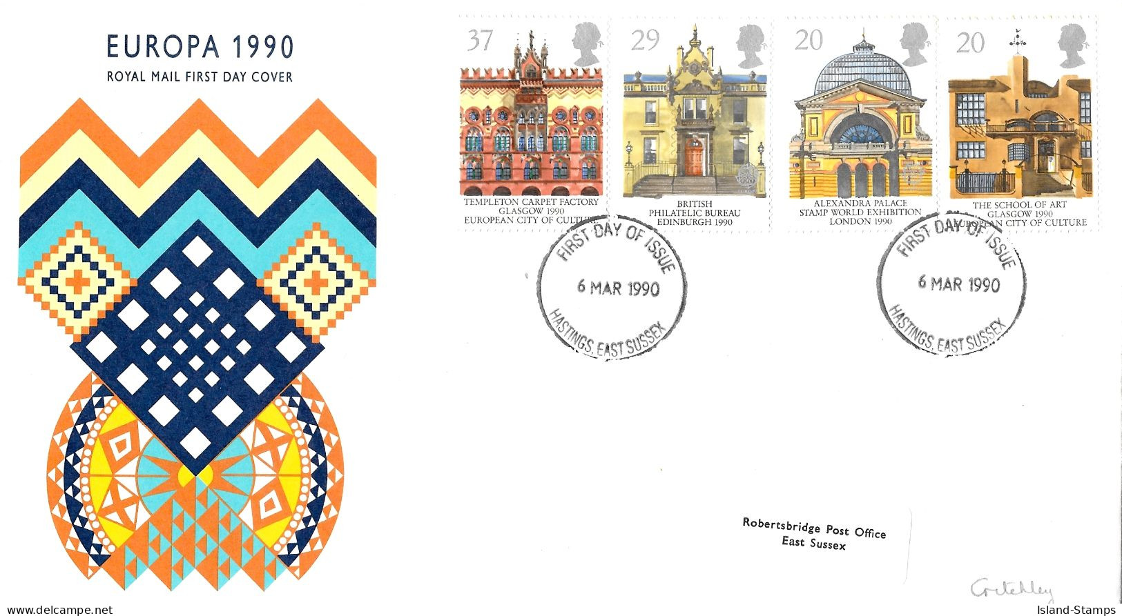 1990 Architecture & Europa (2) Addressed FDC Tt - 1981-1990 Decimal Issues