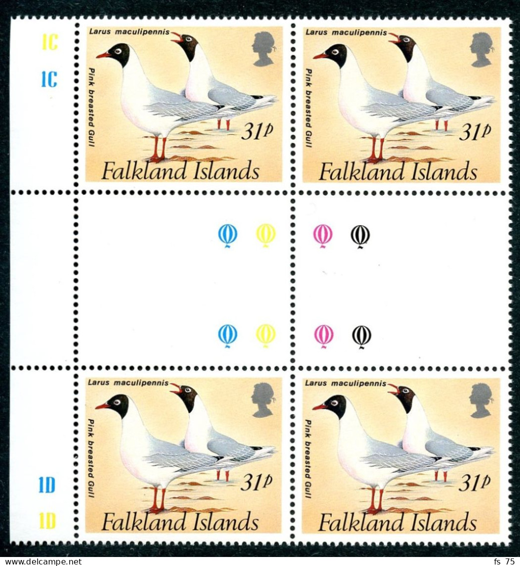 FALKLAND - YVERT 590 A 593 EN BLOC DE 4 INTERPANNEAU - SANS CHARNIERE - Islas Malvinas