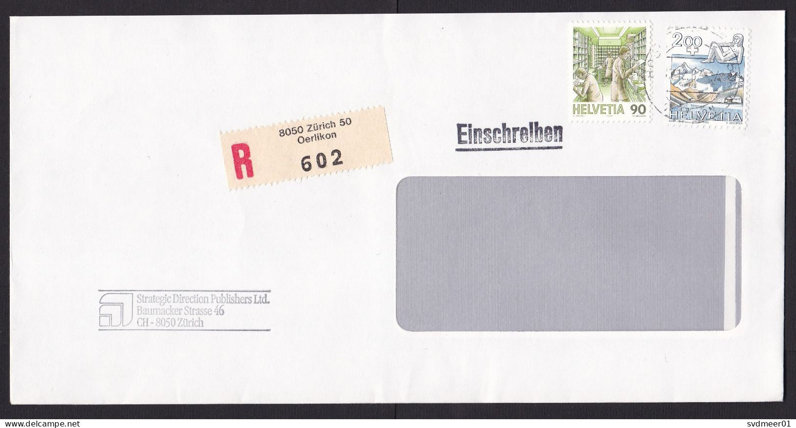 Switzerland: Registered Cover, 1987, 2 Stamps, Zodiac Sign, Virgin, Mail Sorting, R-label (traces Of Use) - Cartas & Documentos