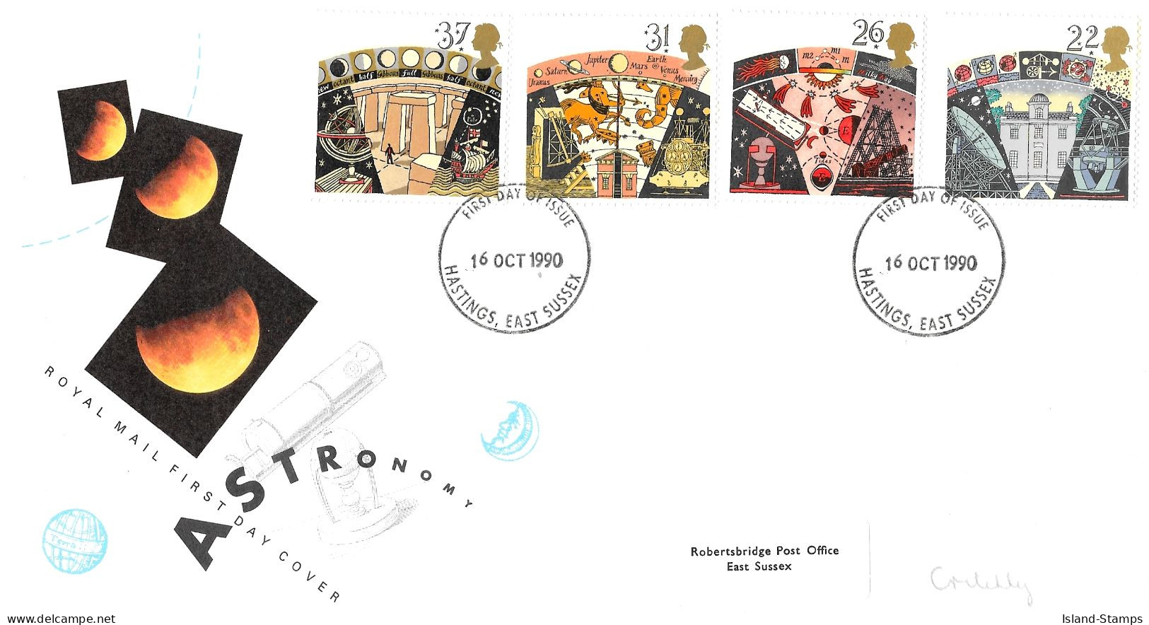 1990 Astronomy (2) Addressed FDC Tt - 1981-1990 Decimal Issues