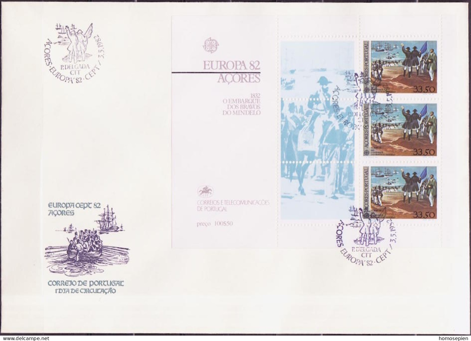 Europa CEPT 1982 Açores - Azores - Azoren - Portugal FDC1 Y&T N°BF3 - Michel N°B3 - 33,50e EUROPA - 1982