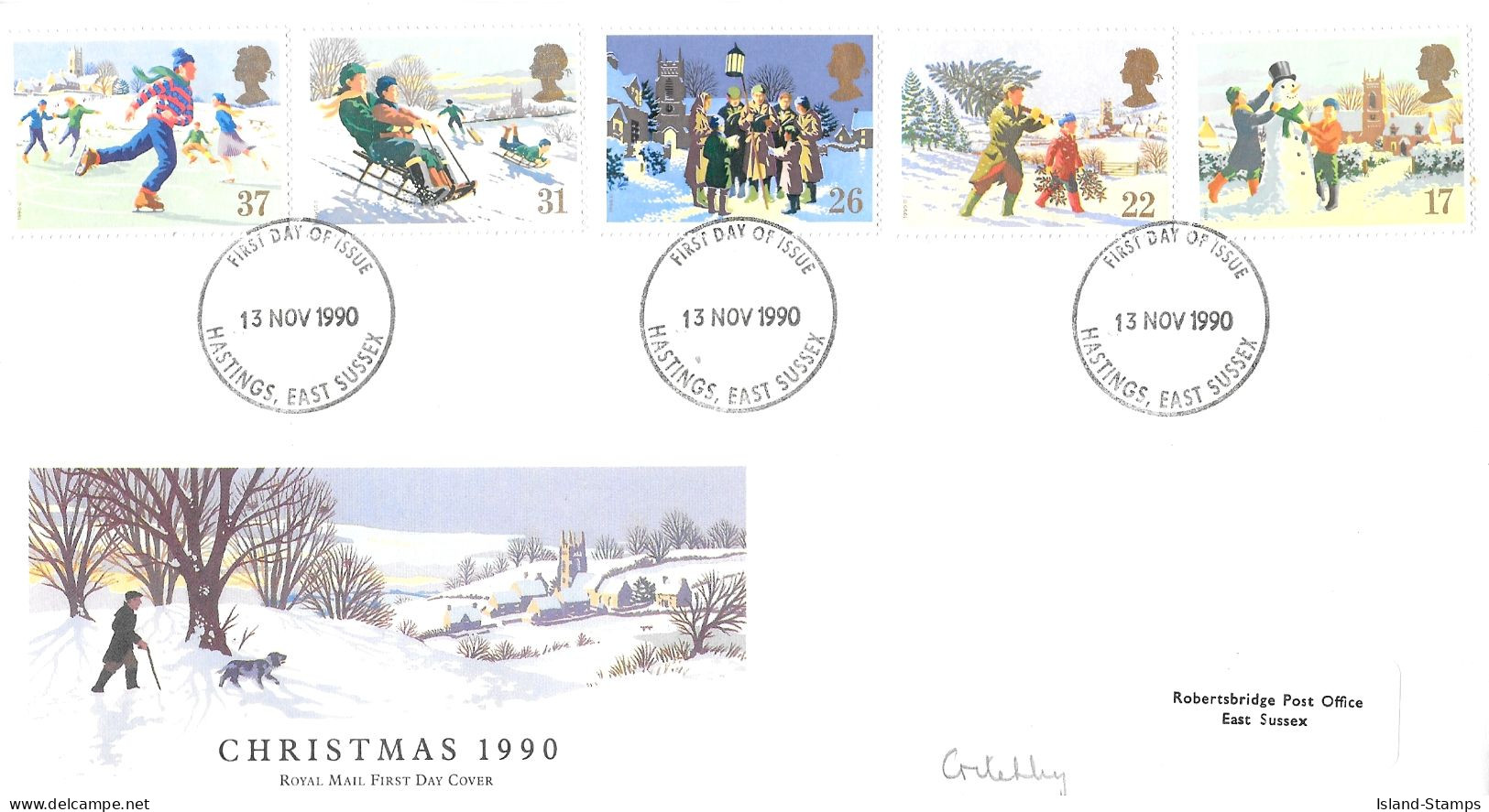 1990 Christmas (2) Addressed FDC Tt - 1981-1990 Em. Décimales