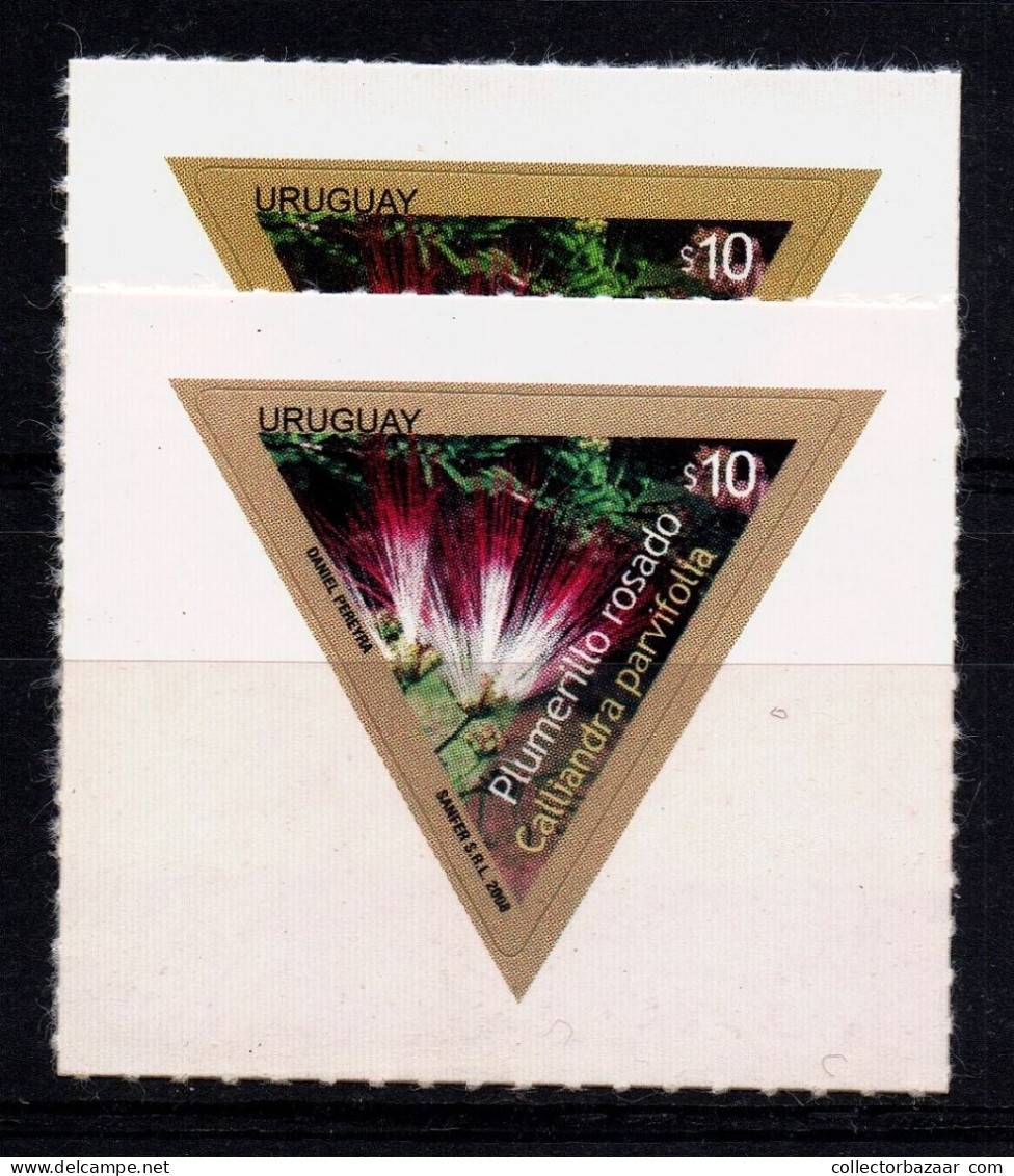 Color Error Uruguay #2250a 2008-2009 Flower Plants Triangle Shaped - Uruguay