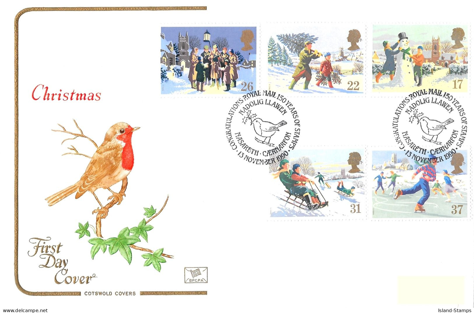 1990 Christmas Addressed FDC Tt - 1981-1990 Decimal Issues