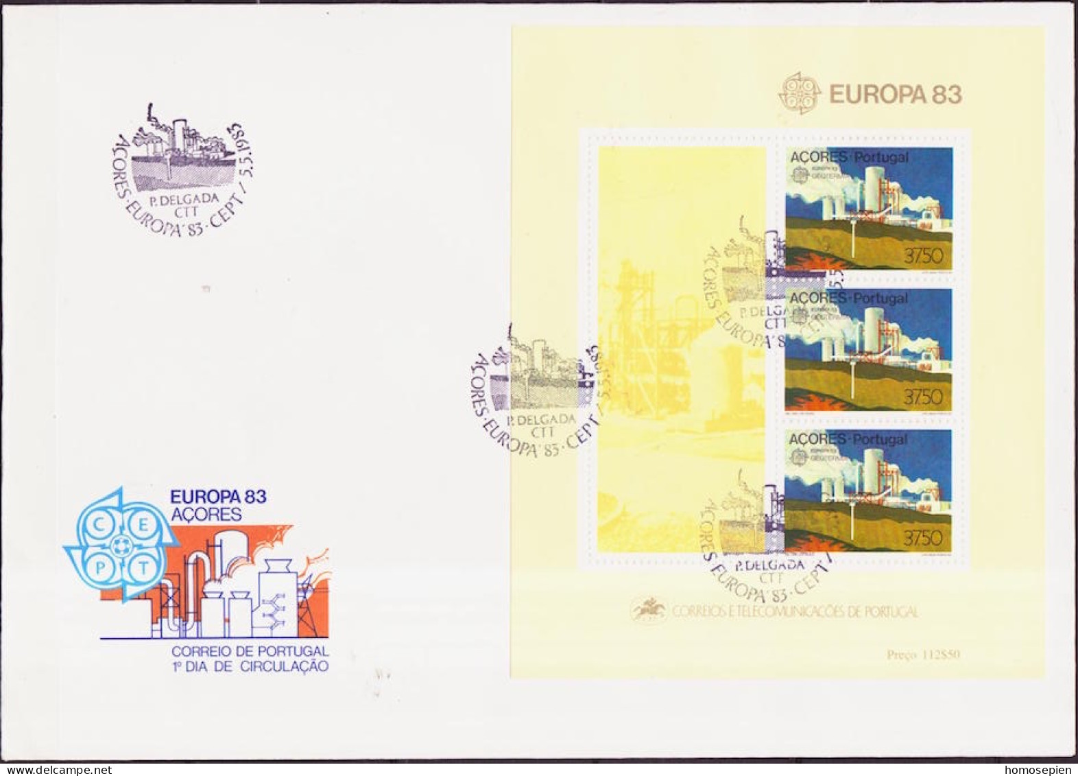 Europa CEPT 1983 Açores - Azores - Azoren - Portugal FDC Y&T N°BF4 - Michel N°B4 - 37,50e EUROPA - 1983