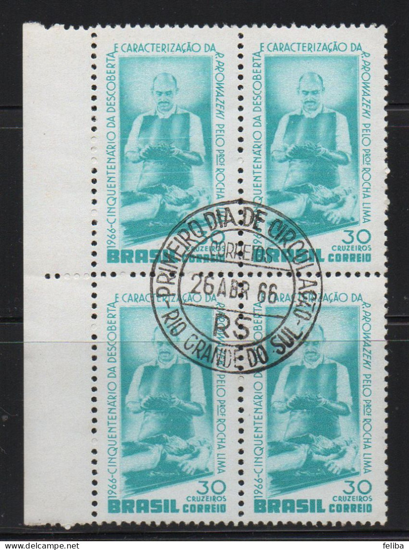 Brazil 1966 First Day Cancel On Block Of 4 - Neufs