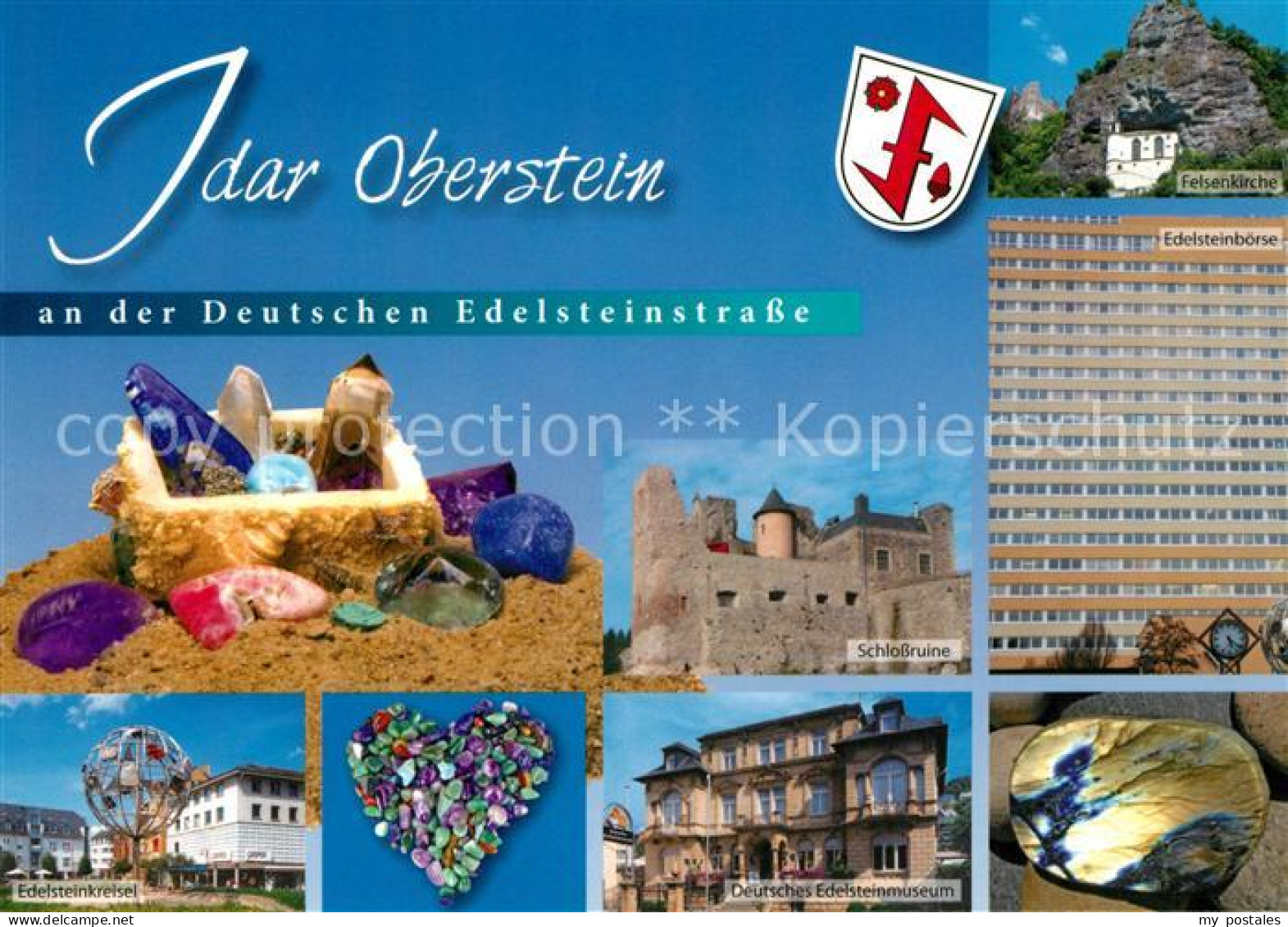 73233933 Idar-Oberstein Edelsteinkreisel Schlossruine Edelsteinmuseum Felsenkirc - Idar Oberstein