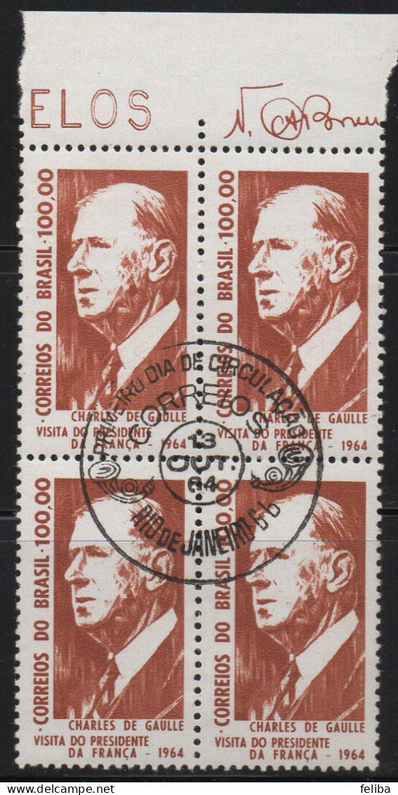 Brazil 1964 First Day Cancel On Block Of 4 - Unused Stamps