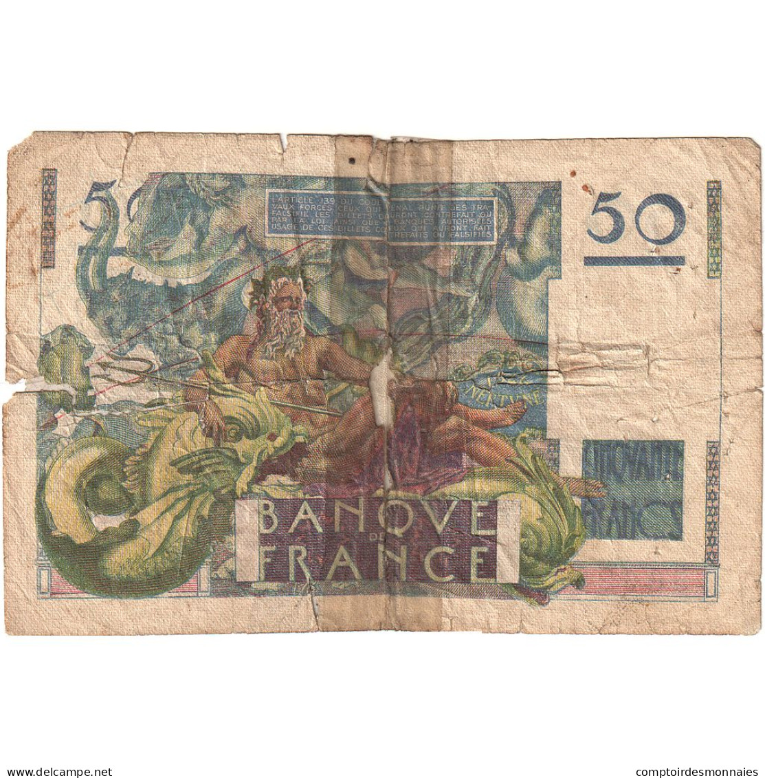 France, 50 Francs, Le Verrier, 1947, N.95, AB, Fayette:20.9, KM:127b - 50 F 1946-1951 ''Le Verrier''