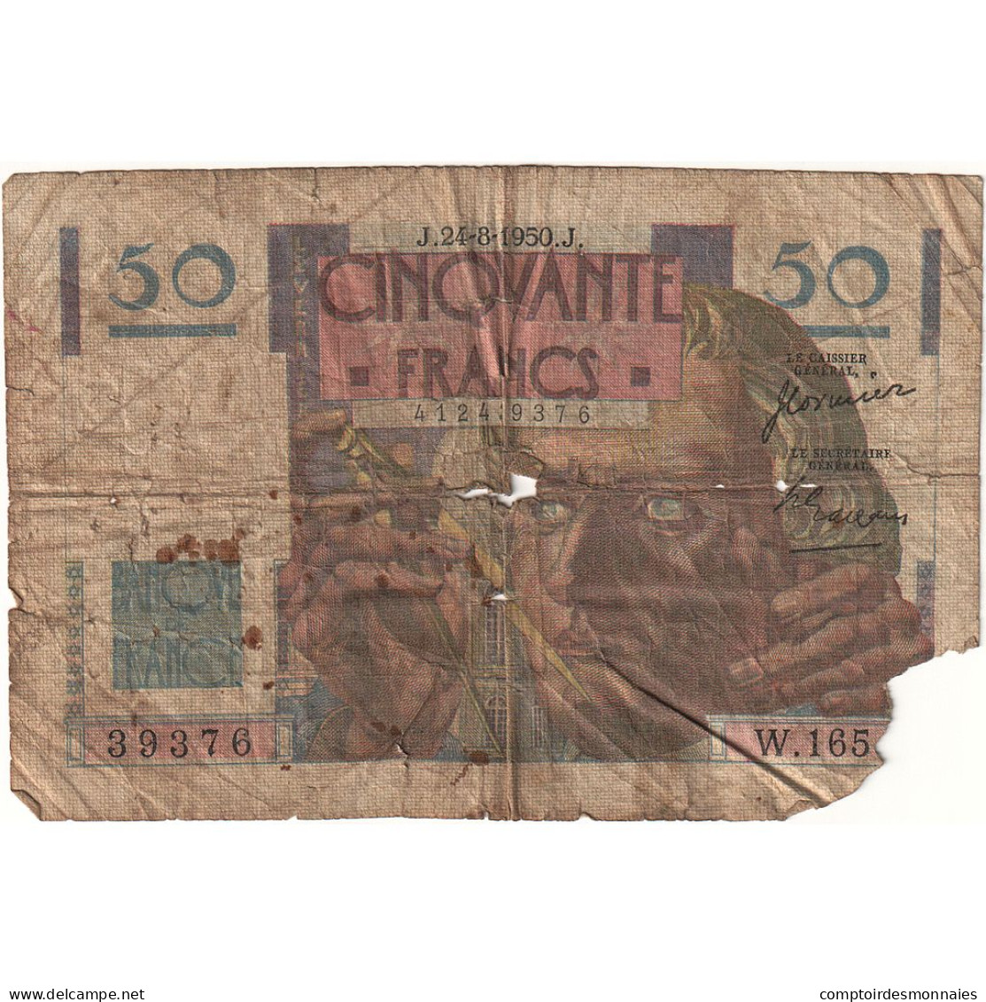 France, 50 Francs, Le Verrier, 1950, W.165, B, Fayette:20.16, KM:127c - 50 F 1946-1951 ''Le Verrier''