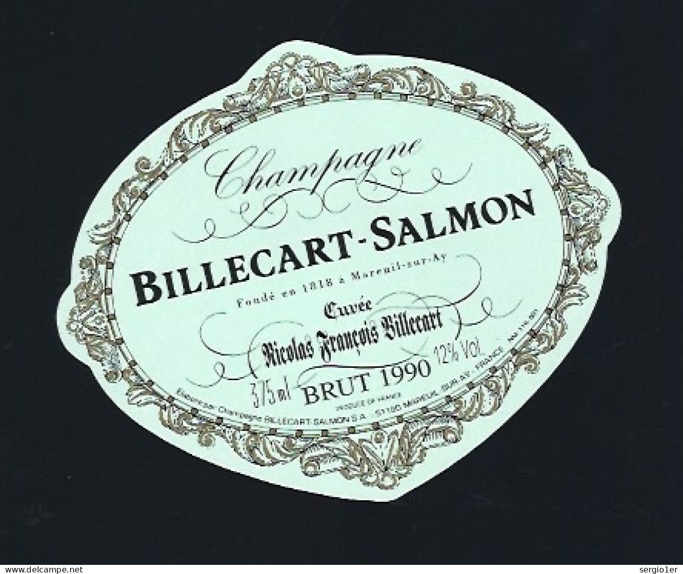 Etiquette Champagne  Brut Millesime1990 Cuvée Nicolas François Billecart Billecart Salmon  Mareuil Sur   AŸ Marne 51 - Champagne