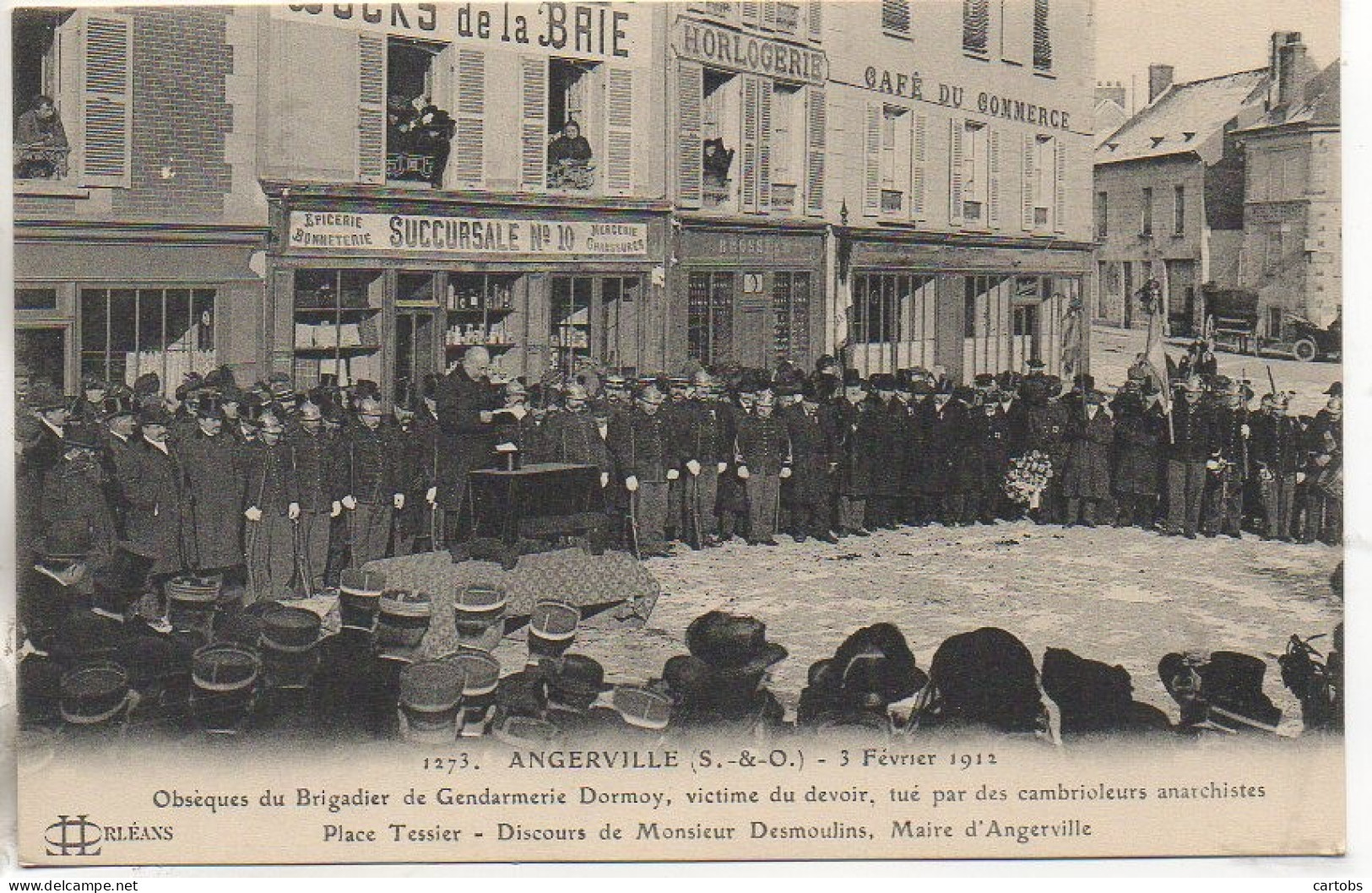 91 ANGERVILLE 3 Février 1912 Obsèques Du Brigadier Dormoy - Place Tessier Discours Du Maire - Angerville