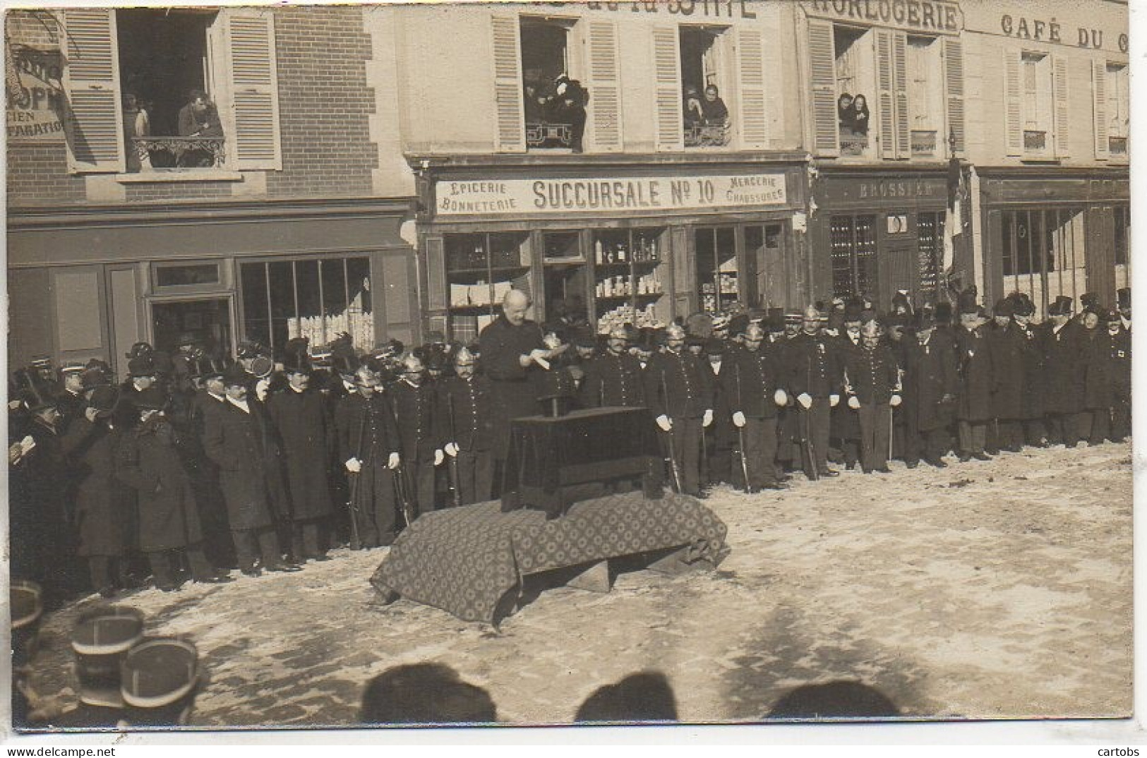 91 ANGERVILLE 3 Février 1912 Carte Photo Obsèques Du Brigadier Dormoy - Place Tessier Discours Du Maire - Angerville