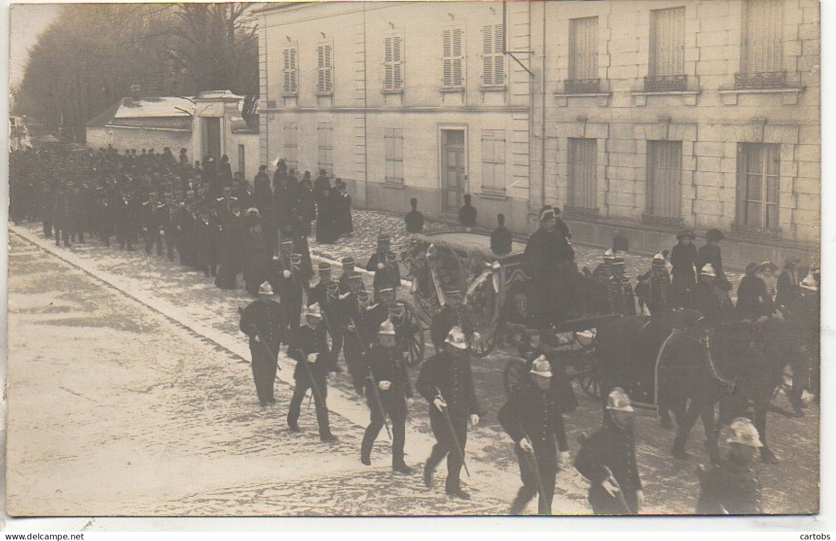 91 ANGERVILLE 3 Février 1912 Carte Photo Obsèques Du Brigadier Dormoy - Le Cortège - Angerville