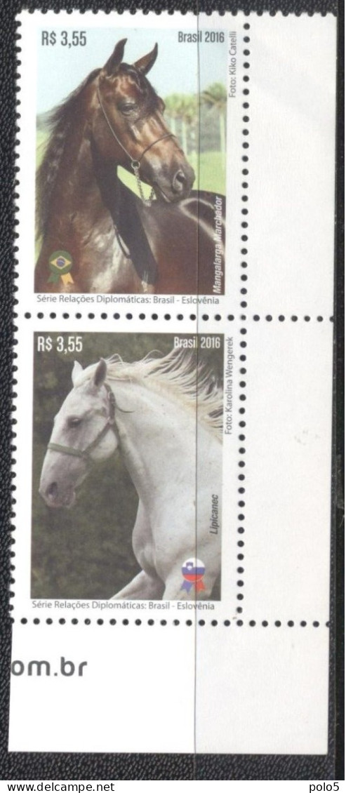 Brazil 2016-Horses- Diplomatic Relation With Slovenia - Ungebraucht