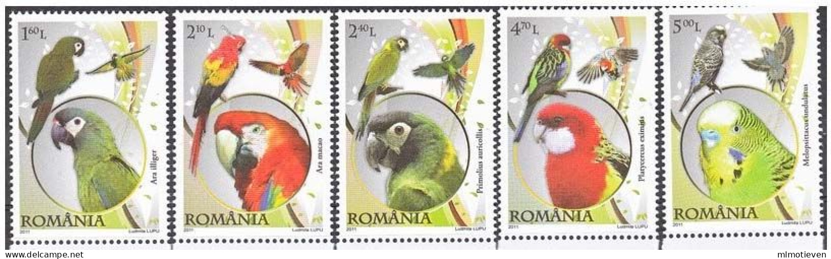 MDB-BK23-121-2 MINT ¤ ROMANIA 2011 5w In Serie ¤ BIRDS OF ROMANIA - OISEAUX BIRDS VOGELS VÖGEL AVES - Parrots