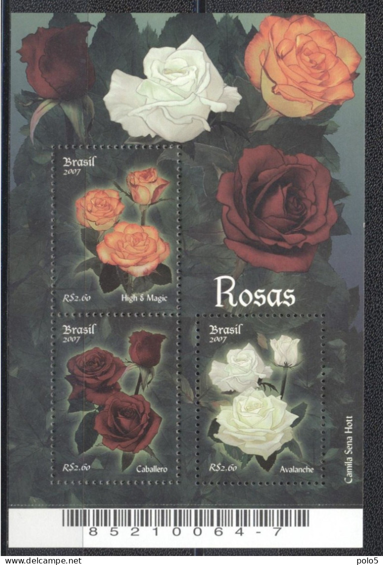 Brazil 2007- Roses M/Sheet - Ungebraucht