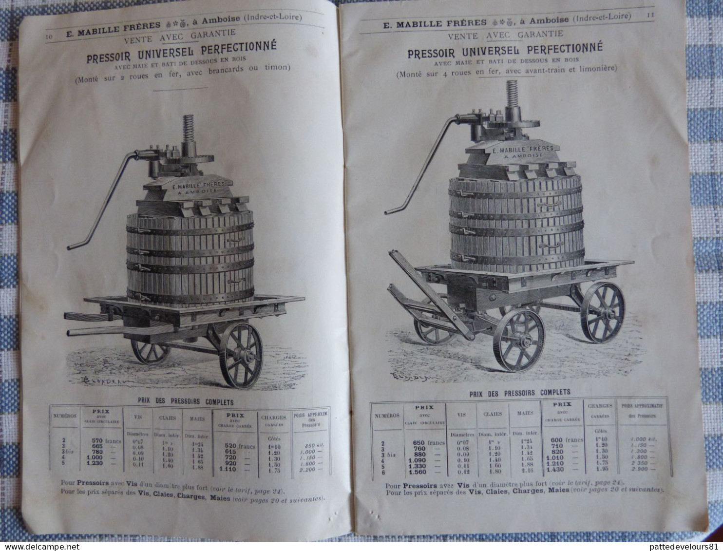 Catalogue De 1898 (37) AMBOISE Ets MABILLE FRERES Constructeur Pressoir Presse Instrument Vin Cidre Huile D'Olive - Supplies And Equipment