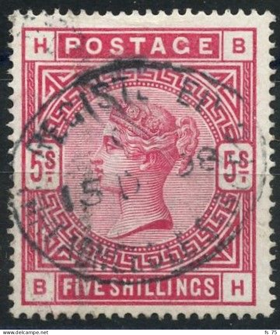 GRANDE BRETAGNE - YVERT 87 - 5 SHILLINGS ROUGE - VICTORIA - OBLITERE - CERTIFICAT - Oblitérés