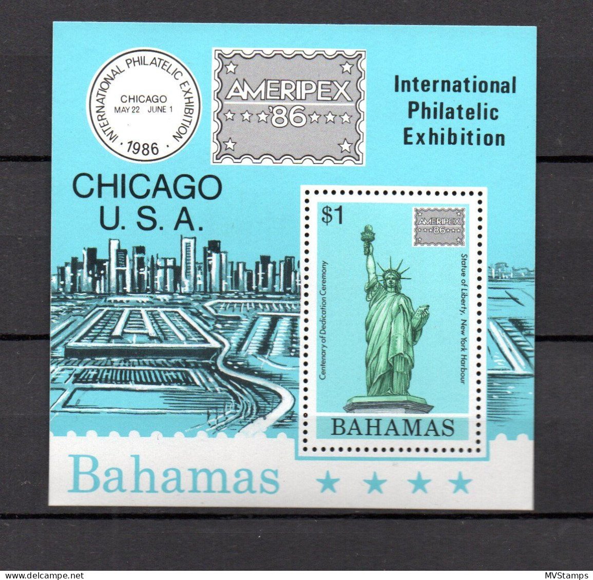 Bahamas 1986 Sheet America/Freedomstatue (Michel Block 32) MNH - Bahamas (1973-...)