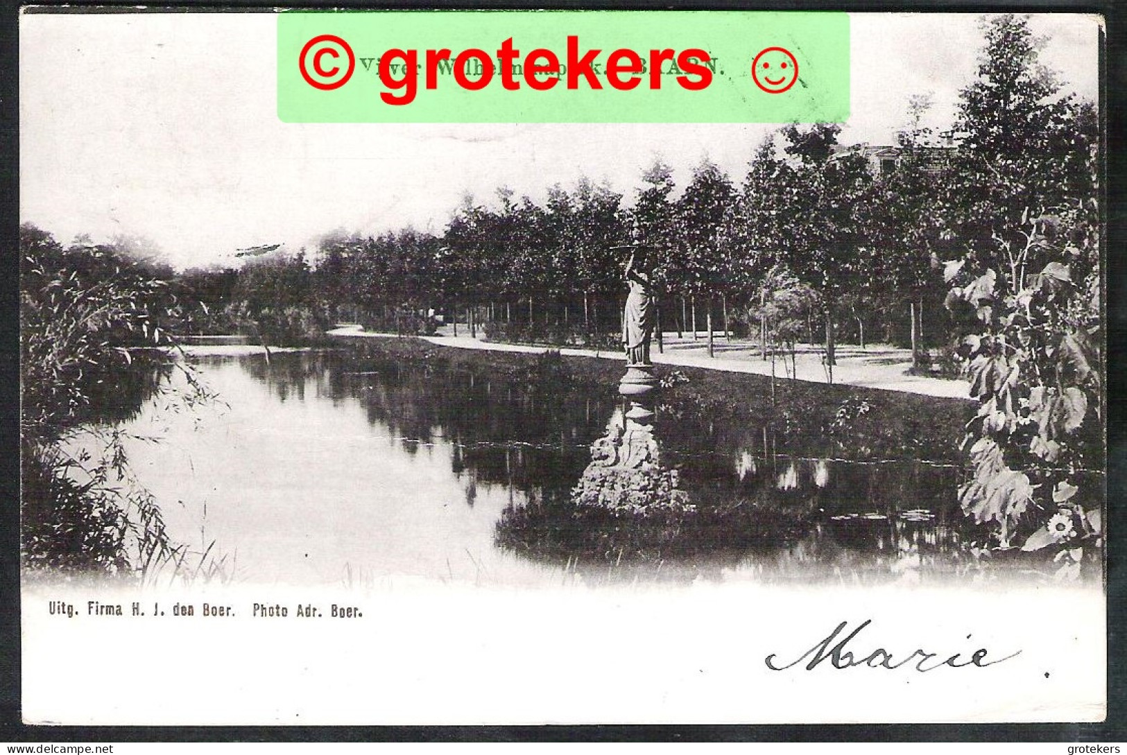 BAARN Vijver Wilhelminapark 1903 - Baarn