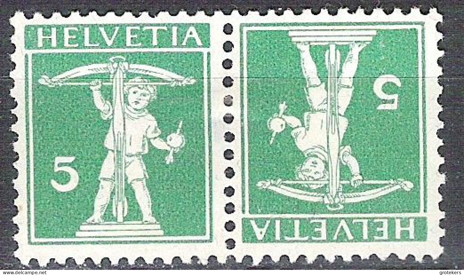 SWITSERLAND Yvert 136c Type II * (Zumstein Kehrdrucke K7II) - Tete Beche