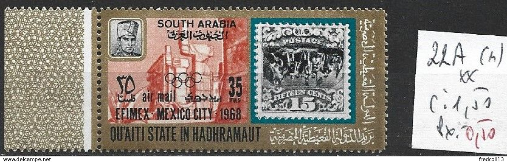 YEMEN QU'AITI STATE IN HADRAMAUT 22A ** Côte 1.50 € (catalogue MICHEL ) - Yemen