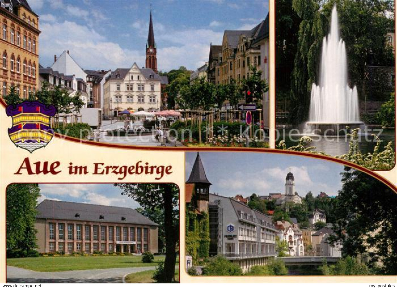 73232503 Aue Erzgebirge Altmarkt Nikolaikirche Kulturhaus Carolateich Parkanlage - Aue