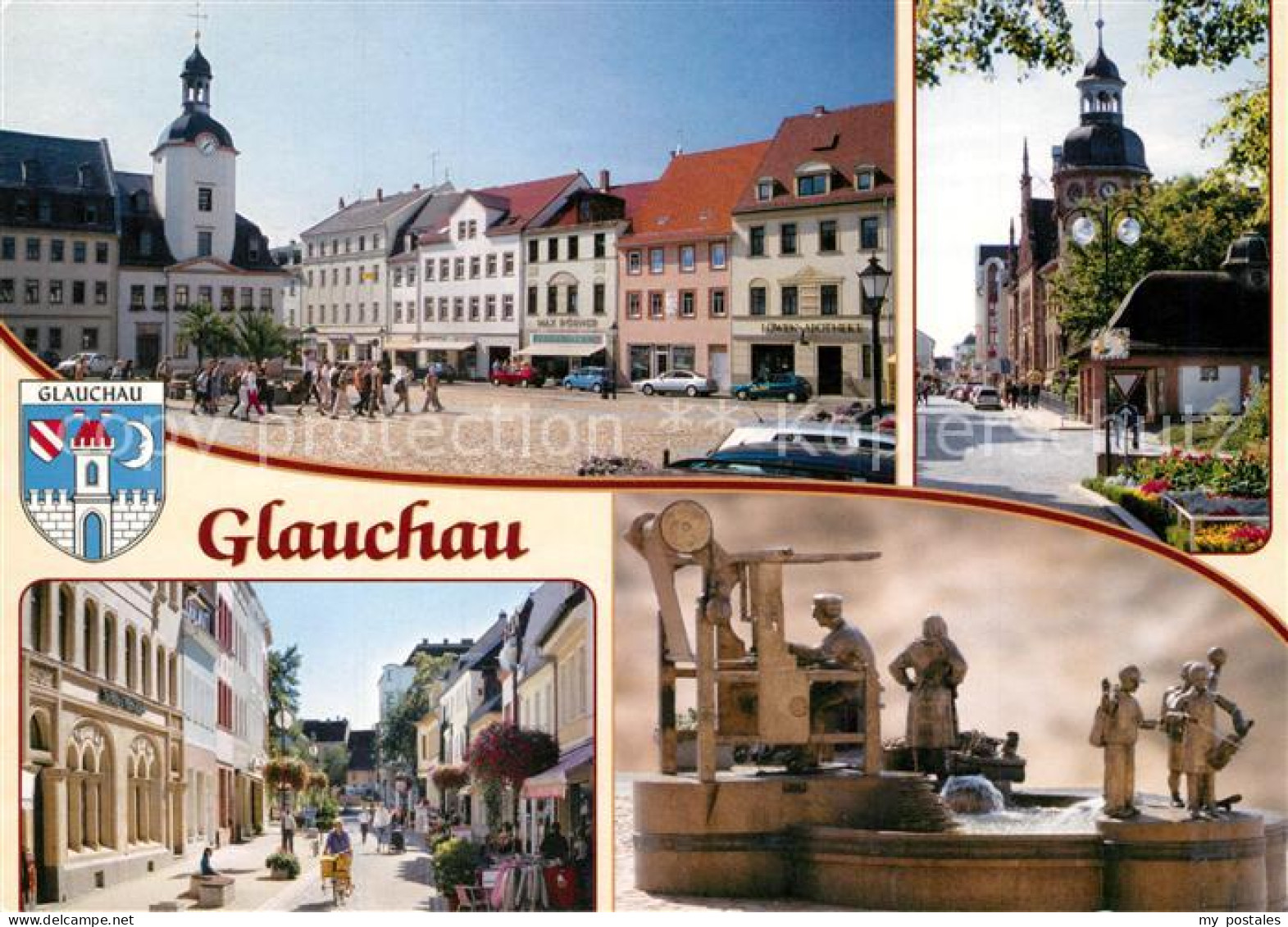 73232495 Glauchau Rathaus Markt Postamt Brunnen Fussgaengerzone Leipziger Strass - Glauchau