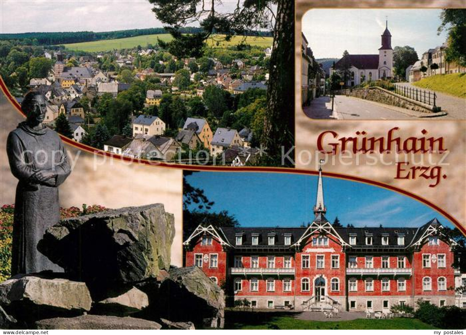 73232493 Gruenhain Erzgebirge Ortsansicht Moench Stadtkirche AWO Mutter Kind Kur - Grünhain