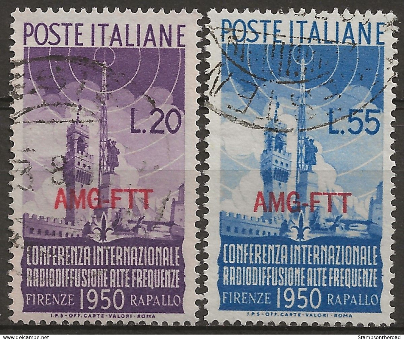 TZA76-77N - 1950 Trieste Zona A, Sassone Nr. 76/7, Serie Completa Di 2 Francobolli Usati Per Posta °/ - Oblitérés