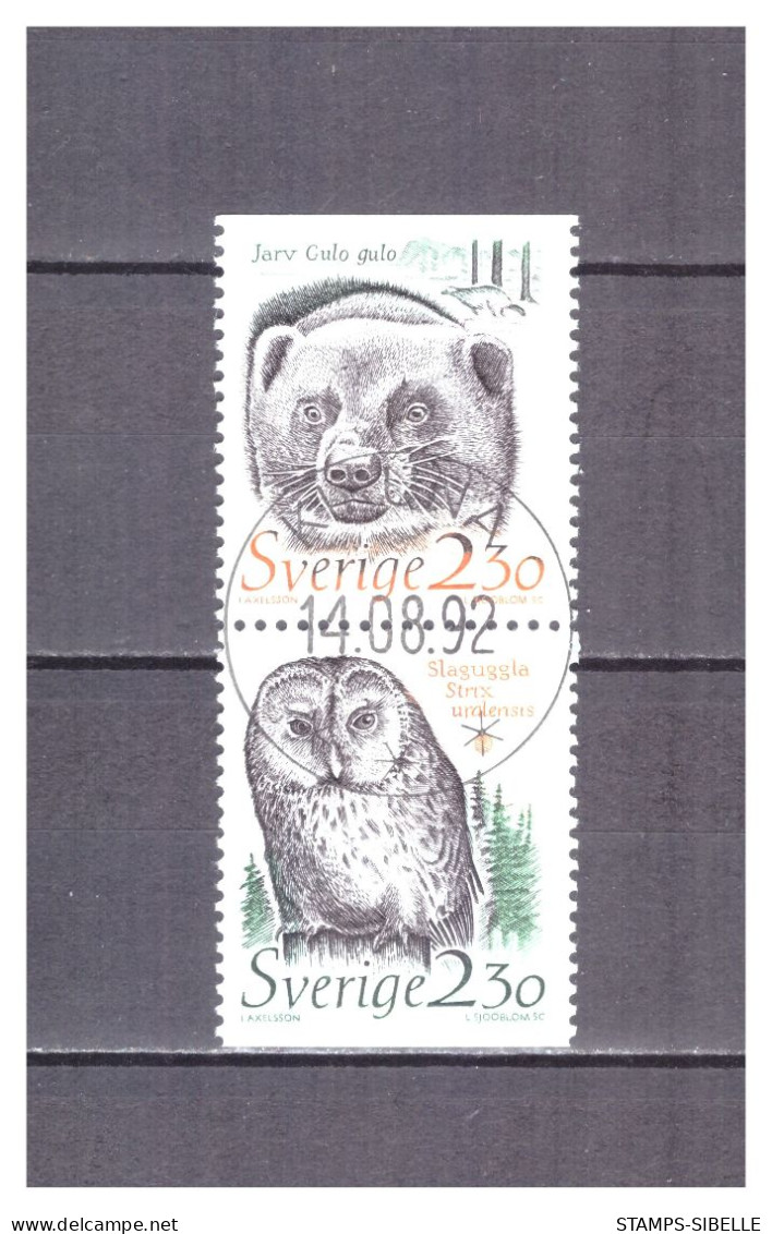 SUEDE   . N ° 1502  A   .   ANIMAUX  PAIRE  VERTICALE      OBLITEREE     .  SUPERBE . - Used Stamps