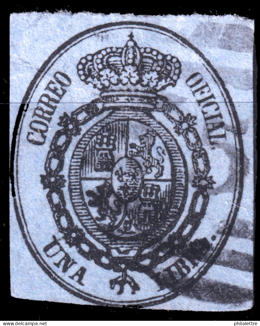 ESPAGNE - ESPAÑA - 1855 Servico Oficial - Ed.38 Negro S/ Azul - Usado - Usati