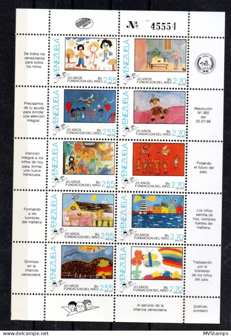 Venezuela 1986 Sheet Environment/children Paintings (Michel 2386/95) MNH - Venezuela
