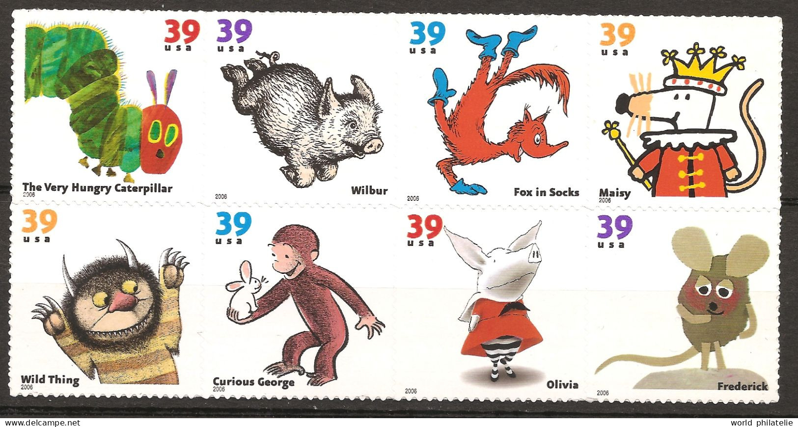 Etats-Unis D'Amérique USA 2006 N° 3736 / 43 ** Emission Conjointe, Chenille, Cochon, Renard, Souris, Cochon, Singe Lapin - Nuevos