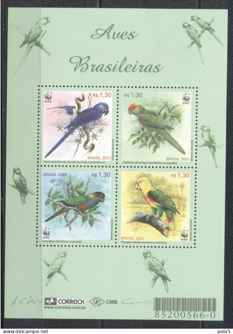 Brazil 2001-WWF: Birds M/Sheet - Ungebraucht