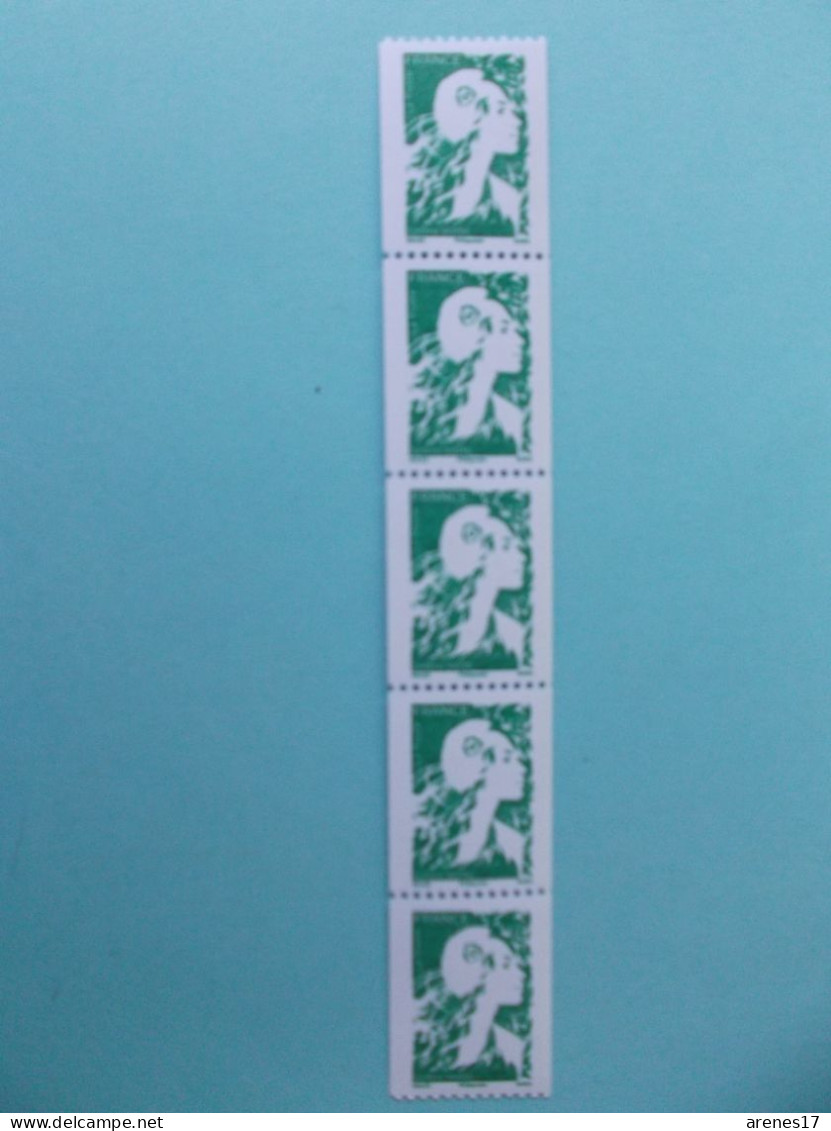 TIMBRE : No: ? NOUVEAU , ROULETTE De 5 Timbres VERTE , GOMMEE , XX, En Bon état - Coil Stamps