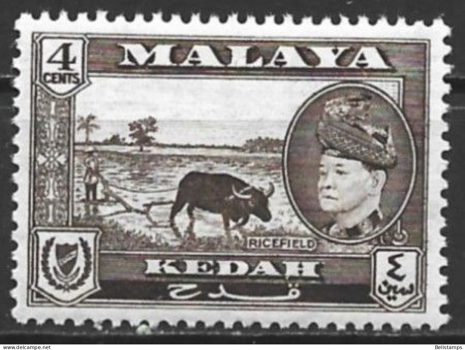 Malaya - Kedah 1957. Scott #85 (MH) Sultan Tungku Badlishah And Rice Field - Kedah