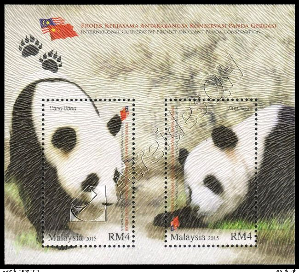 Malesia / Malaysia 2015: Foglietto Panda Gigante / Giant Panda S/S ** - Orsi