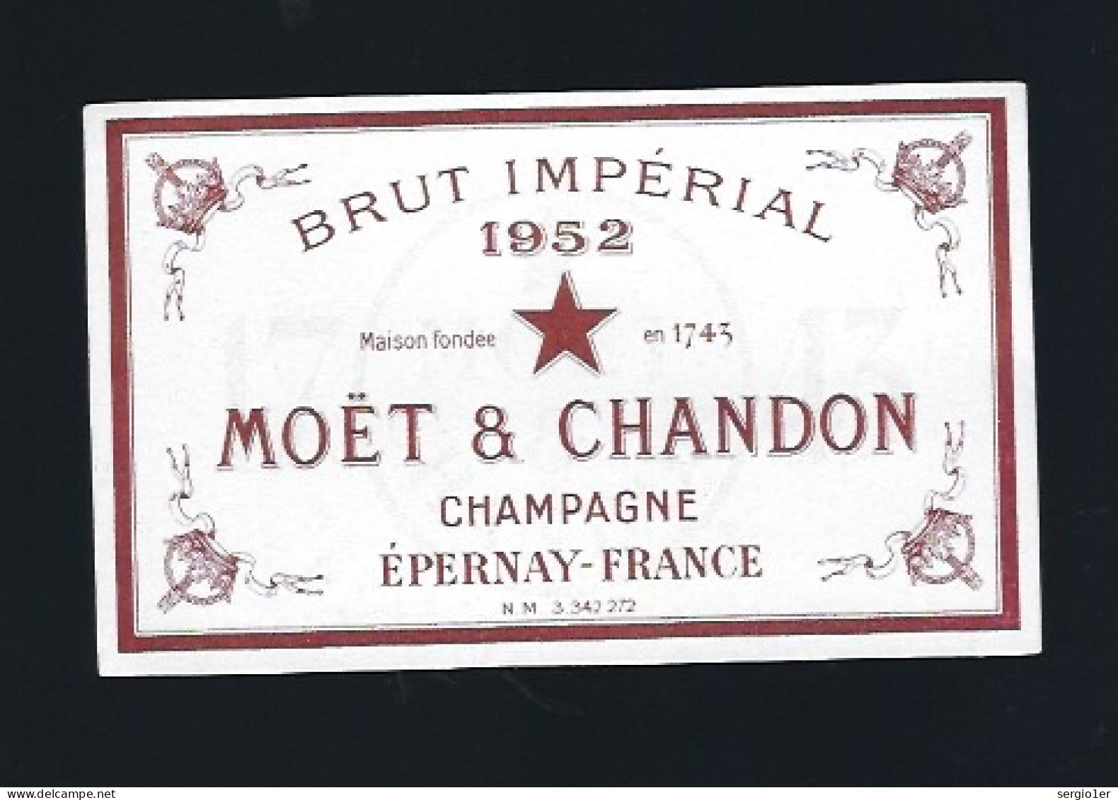 Etiquette Champagne Brut Impérial   Millésime 1952  Moët Et Chandon Epernay   Marne 51 - Champagne