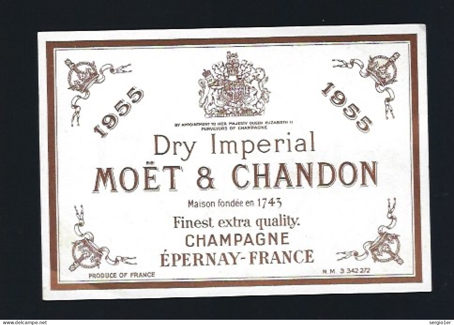 Etiquette Champagne Dry Impérial   Millésime 1955  Moët Et Chandon Epernay   Marne 51 - Champagne