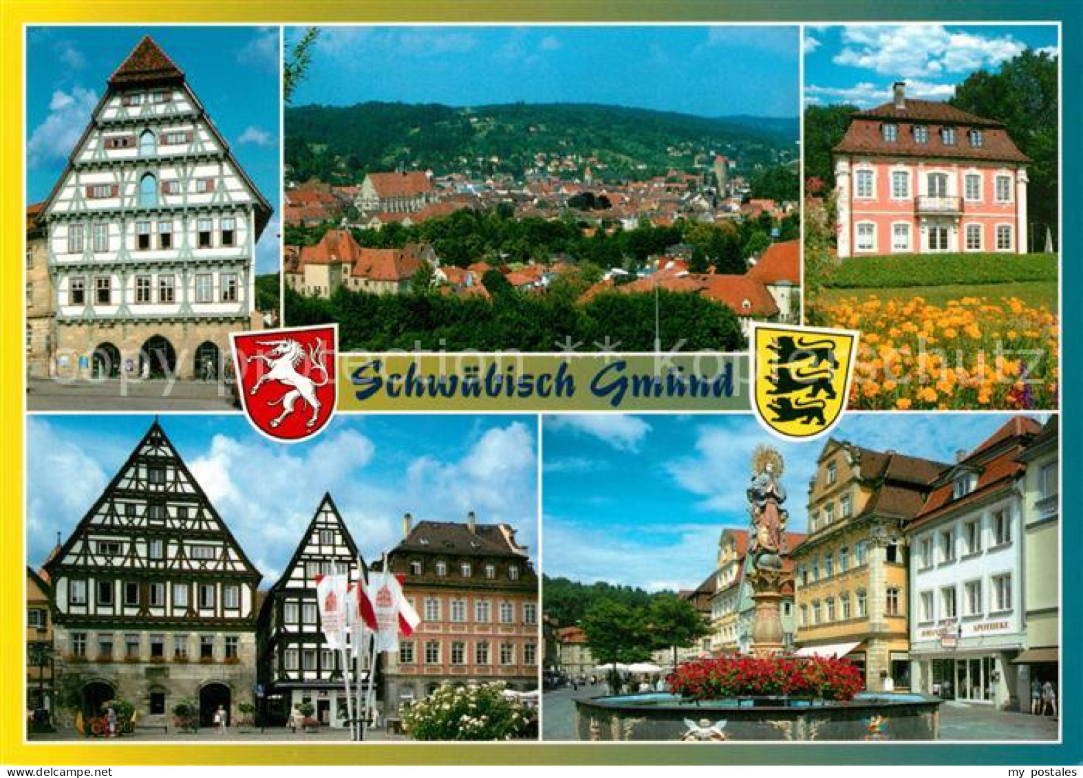 73231216 Schwaebisch Gmuend Stadtpanorama Schloss Altstadt Fachwerkhaeuser Histo - Schwaebisch Gmünd