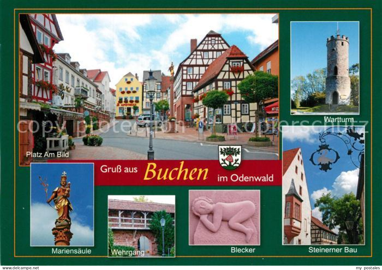 73231157 Buchen Baden Platz Am Bild Wartturm Mariens?ule Blecker Steinerner Bau  - Buchen