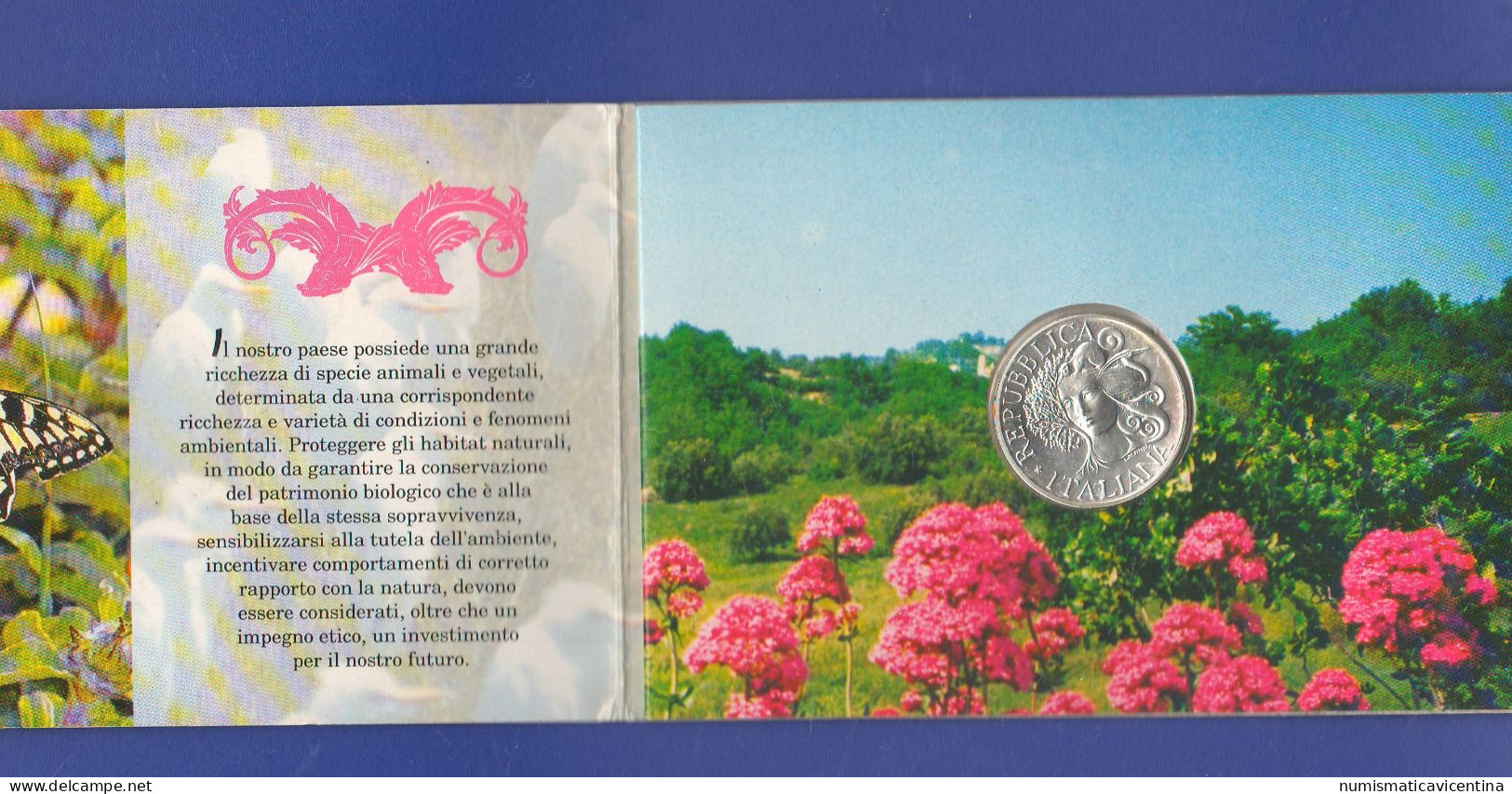 ITALIA 1000 Lire 1994 Flora & Fauna Silver Commemorative UNC - Commemorative